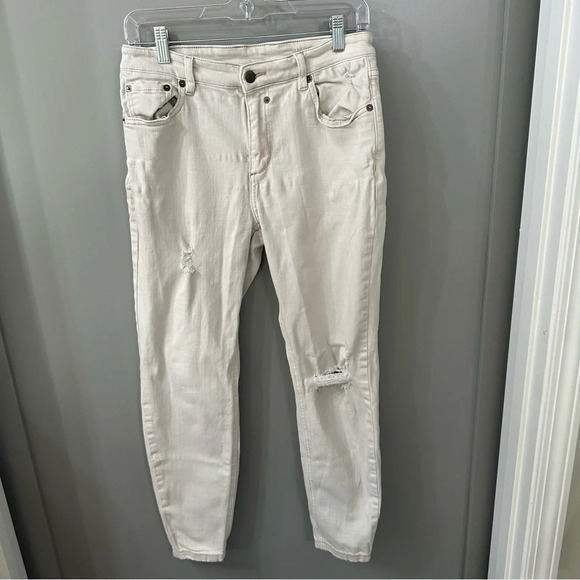 SER.OY.A Skinny Jeans Distressed Off White Jeans 30"x 28” - Picture 3 of 6